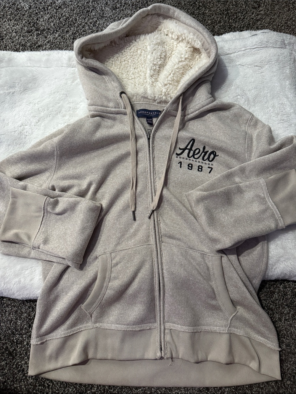 Aeropostale Light Beige Zip Hoodie